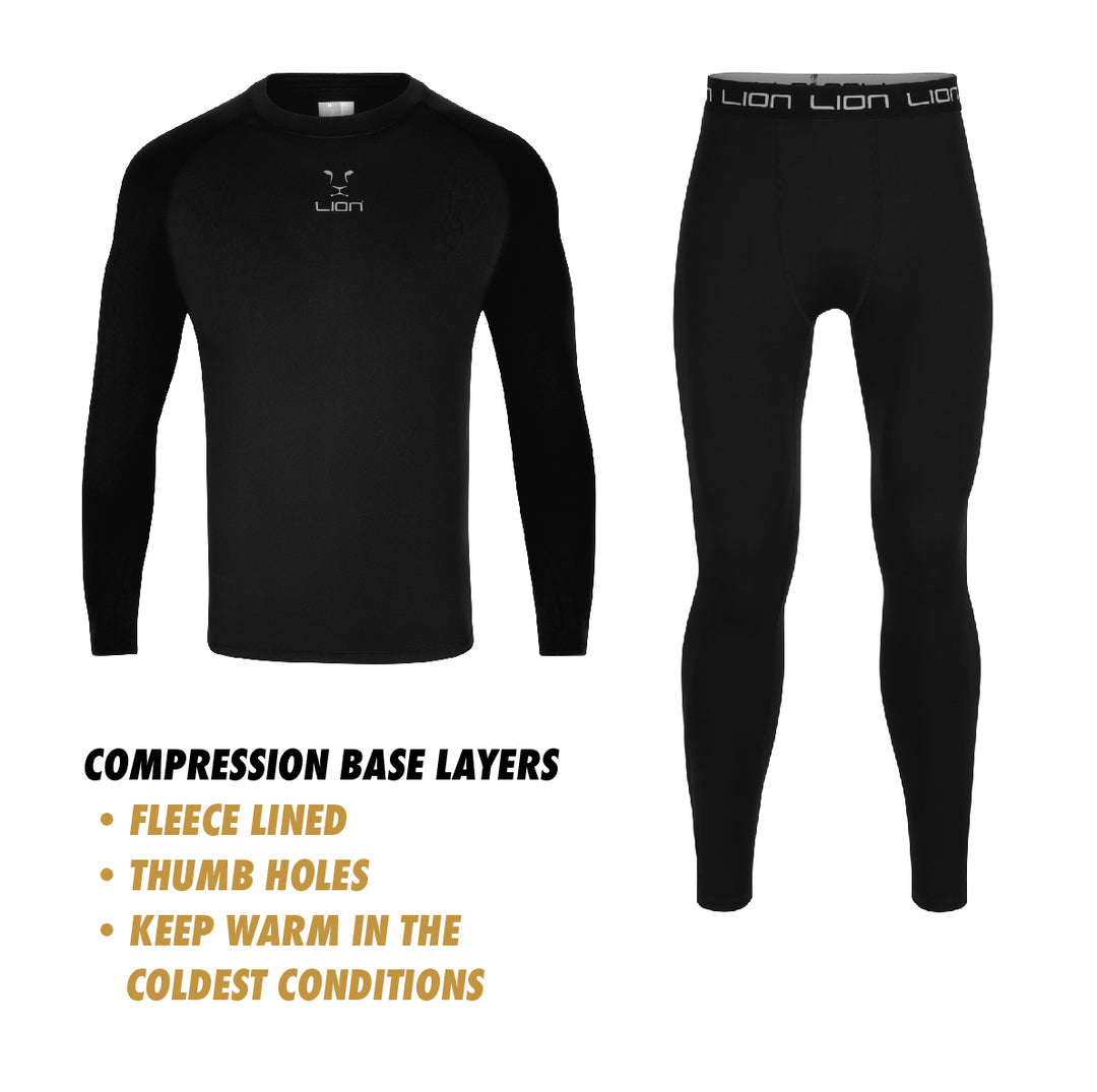 Lion 'Cold Weather' Base Layer Compression Set in Black Kids and